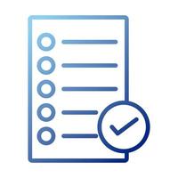 papieren document met checklist verloop stijlicoon vector