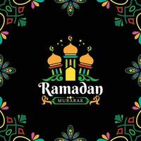 Ramadan groet kaart ontwerp, in een pret ontwerp stijl vector
