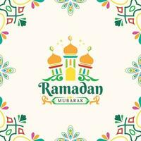 Ramadan groet kaart ontwerp, in een pret ontwerp stijl vector