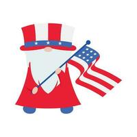 patriottisch kabouters illustratie. grappig kabouters in Amerika onafhankelijkheid dag kostuum carnaval. 4e van juli gnoom clip art is geschikt voor vieren van 4e van juli vector element ontwerp.