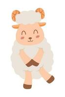 schattig schapen mascotte tekenfilm illustratie. schattig dier karakter voor kinderkamer, mascotte, eid al-adha element ontwerp vector