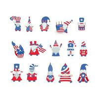 patriottisch kabouters illustratie. grappig kabouters in Amerika onafhankelijkheid dag kostuum carnaval. 4e van juli gnoom clip art is geschikt voor vieren van 4e van juli vector element ontwerp.