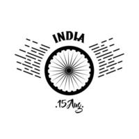 viering van de onafhankelijkheidsdag van india met ashoka chakra-silhouetstijl vector