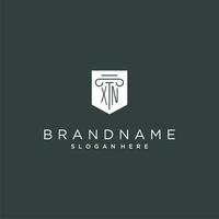 xn monogram met pijler en schild logo ontwerp, luxe en elegant logo voor wettelijk firma vector