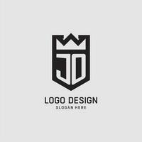 eerste jo logo schild vorm geven aan, creatief esport logo ontwerp vector