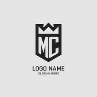 eerste mc logo schild vorm geven aan, creatief esport logo ontwerp vector