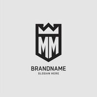 eerste mm logo schild vorm geven aan, creatief esport logo ontwerp vector