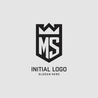 eerste Mevrouw logo schild vorm geven aan, creatief esport logo ontwerp vector