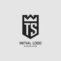 eerste ts logo schild vorm geven aan, creatief esport logo ontwerp vector