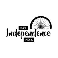 viering van de onafhankelijkheidsdag van india met ashoka chakra-silhouetstijl vector