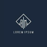 bm eerste logo met luxe rechthoek stijl ontwerp vector