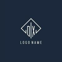 dx eerste logo met luxe rechthoek stijl ontwerp vector