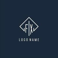 fx eerste logo met luxe rechthoek stijl ontwerp vector