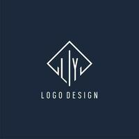 ly eerste logo met luxe rechthoek stijl ontwerp vector