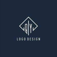 qy eerste logo met luxe rechthoek stijl ontwerp vector