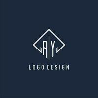 ry eerste logo met luxe rechthoek stijl ontwerp vector