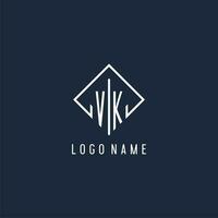 vk eerste logo met luxe rechthoek stijl ontwerp vector