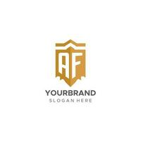 monogram af logo met schild meetkundig vorm geven aan, elegant luxe eerste logo ontwerp vector