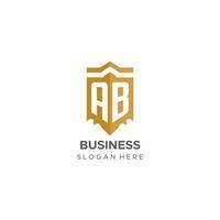 monogram ab logo met schild meetkundig vorm geven aan, elegant luxe eerste logo ontwerp vector