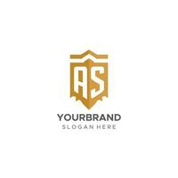 monogram net zo logo met schild meetkundig vorm geven aan, elegant luxe eerste logo ontwerp vector