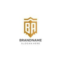 monogram ba logo met schild meetkundig vorm geven aan, elegant luxe eerste logo ontwerp vector