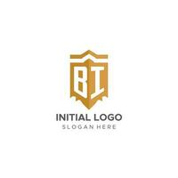 monogram bi logo met schild meetkundig vorm geven aan, elegant luxe eerste logo ontwerp vector