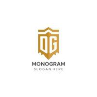 monogram dg logo met schild meetkundig vorm geven aan, elegant luxe eerste logo ontwerp vector