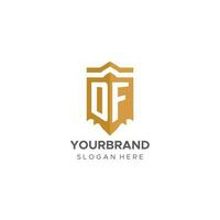 monogram df logo met schild meetkundig vorm geven aan, elegant luxe eerste logo ontwerp vector