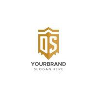 monogram ds logo met schild meetkundig vorm geven aan, elegant luxe eerste logo ontwerp vector