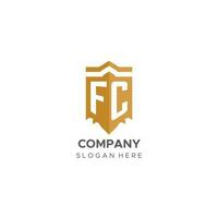 monogram fc logo met schild meetkundig vorm geven aan, elegant luxe eerste logo ontwerp vector