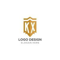 monogram kx logo met schild meetkundig vorm geven aan, elegant luxe eerste logo ontwerp vector