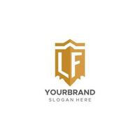 monogram lf logo met schild meetkundig vorm geven aan, elegant luxe eerste logo ontwerp vector