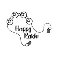 happy raksha bandhan polsbandje met ballen lijnstijl vector