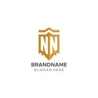 monogram nn logo met schild meetkundig vorm geven aan, elegant luxe eerste logo ontwerp vector
