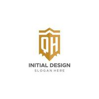 monogram qh logo met schild meetkundig vorm geven aan, elegant luxe eerste logo ontwerp vector