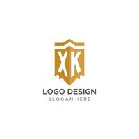 monogram xk logo met schild meetkundig vorm geven aan, elegant luxe eerste logo ontwerp vector