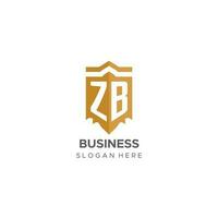 monogram zb logo met schild meetkundig vorm geven aan, elegant luxe eerste logo ontwerp vector