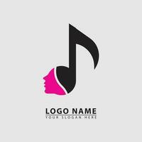 elegant vrouw gezicht muziek- logo icoon. vector