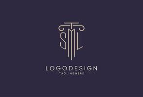 sl logo eerste pijler ontwerp met luxe modern stijl het beste ontwerp voor wettelijk firma vector