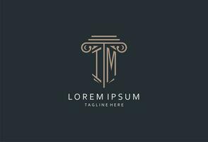 im monogram logo met pijler vorm icoon, luxe en elegant ontwerp logo voor wet firma eerste stijl logo vector