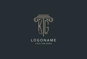 kg monogram logo met pijler vorm icoon, luxe en elegant ontwerp logo voor wet firma eerste stijl logo vector