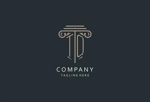 tq monogram logo met pijler vorm icoon, luxe en elegant ontwerp logo voor wet firma eerste stijl logo vector