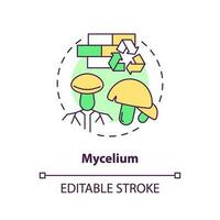 mycelium concept icoon. biologisch materiaal. duurzame architectuur. paddestoel gebouw idee dun lijn illustratie. geïsoleerd schets tekening. bewerkbare beroerte vector