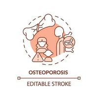 osteoporose rood concept icoon. familie Gezondheid geschiedenis en chronisch ziekten abstract idee dun lijn illustratie. geïsoleerd schets tekening. bewerkbare beroerte vector