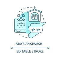 Assyrisch kerk turkoois concept icoon. Arabisch landen cultuur. christen bekentenis abstract idee dun lijn illustratie. geïsoleerd schets tekening. bewerkbare beroerte vector