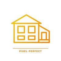 split-level huis pixel perfect helling lineair vector icoon. BI-niveau huis. vrijstaand buitenwijk gebouw. echt landgoed. dun lijn kleur symbool. modern stijl pictogram. vector geïsoleerd schets tekening