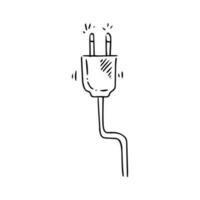 elektrisch plug met een draad. tekening schetsen icoon. hand- getrokken vector illustratie.