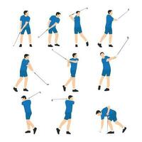 Mens golfers karakter set. vector