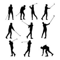 Mens golfers karakter set. vector