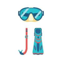 flippers, masker en buis voor scuba duiken, snorkelen. strand reeks voor zomer reizen. vector